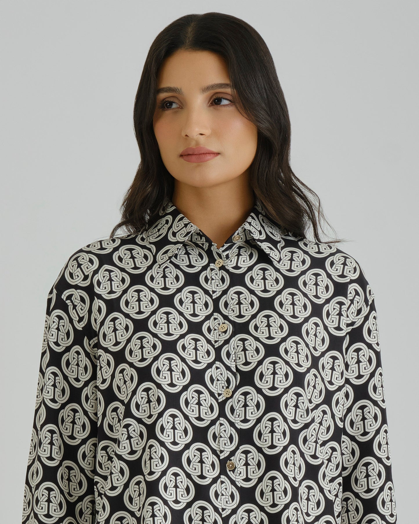 REL PRINTED BLOUSE Black / 36