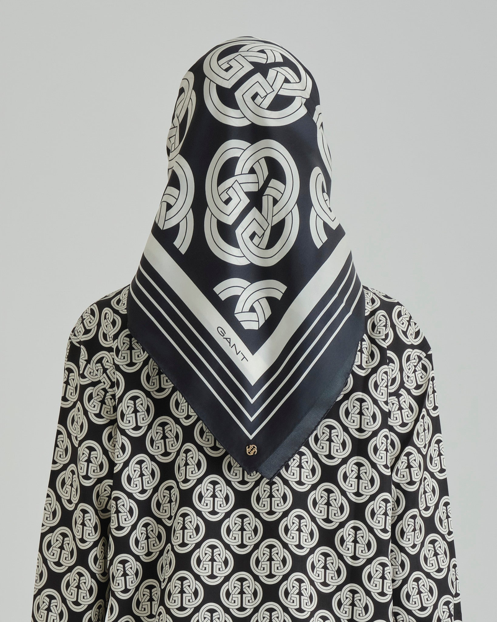 MONOGRAM PRINT SILK SCARF Black / OS