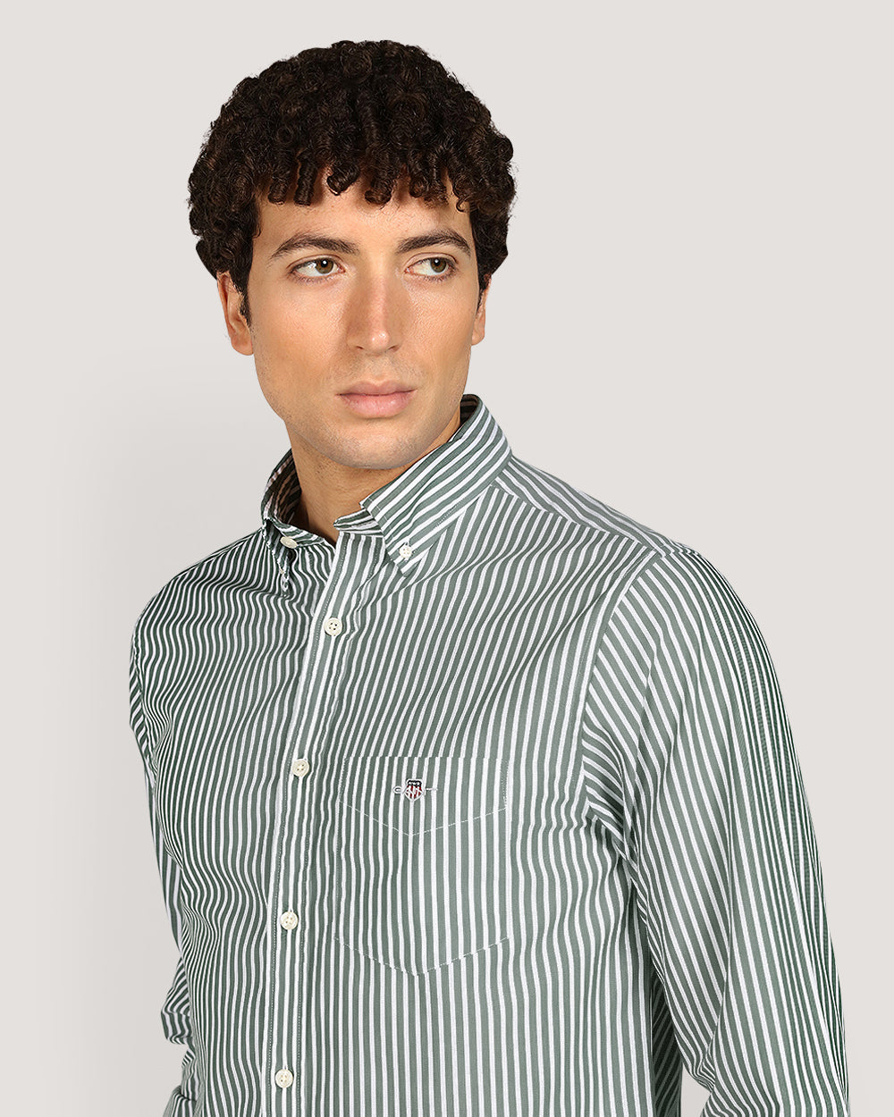 Gant Regular Classic Popl Stripe Shirt For Men FOREST GREEN / M