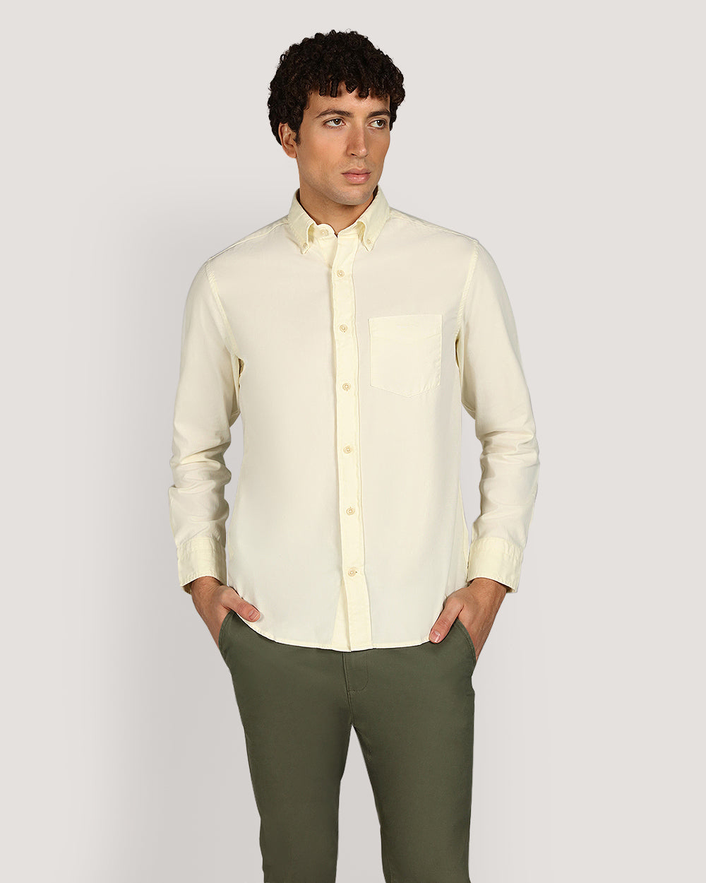 Gant Regular Garment Dyed Twill Shirt For Men CREAM / M