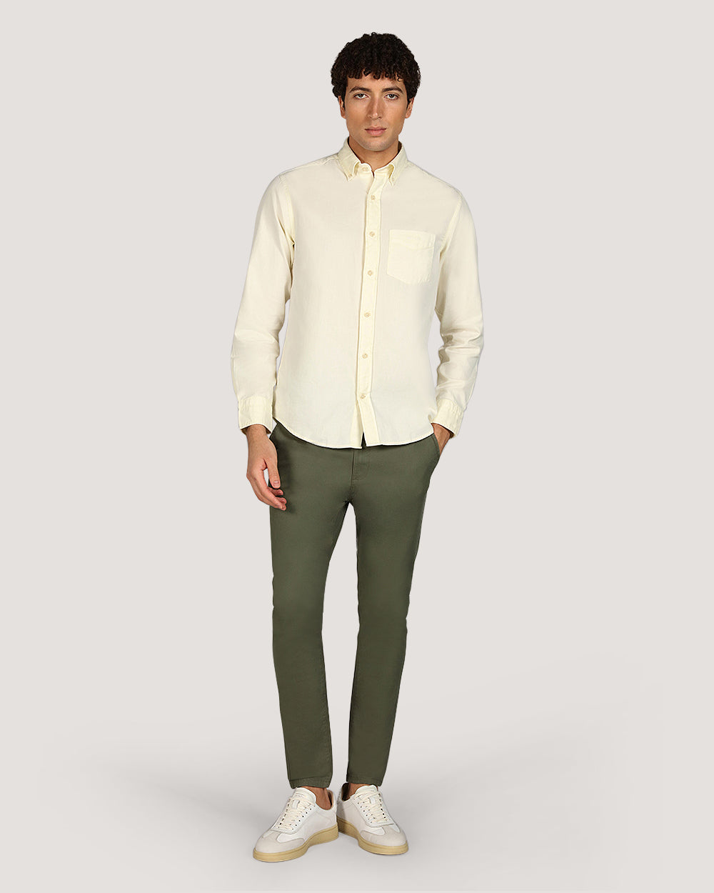 Gant Regular Garment Dyed Twill Shirt For Men CREAM / M