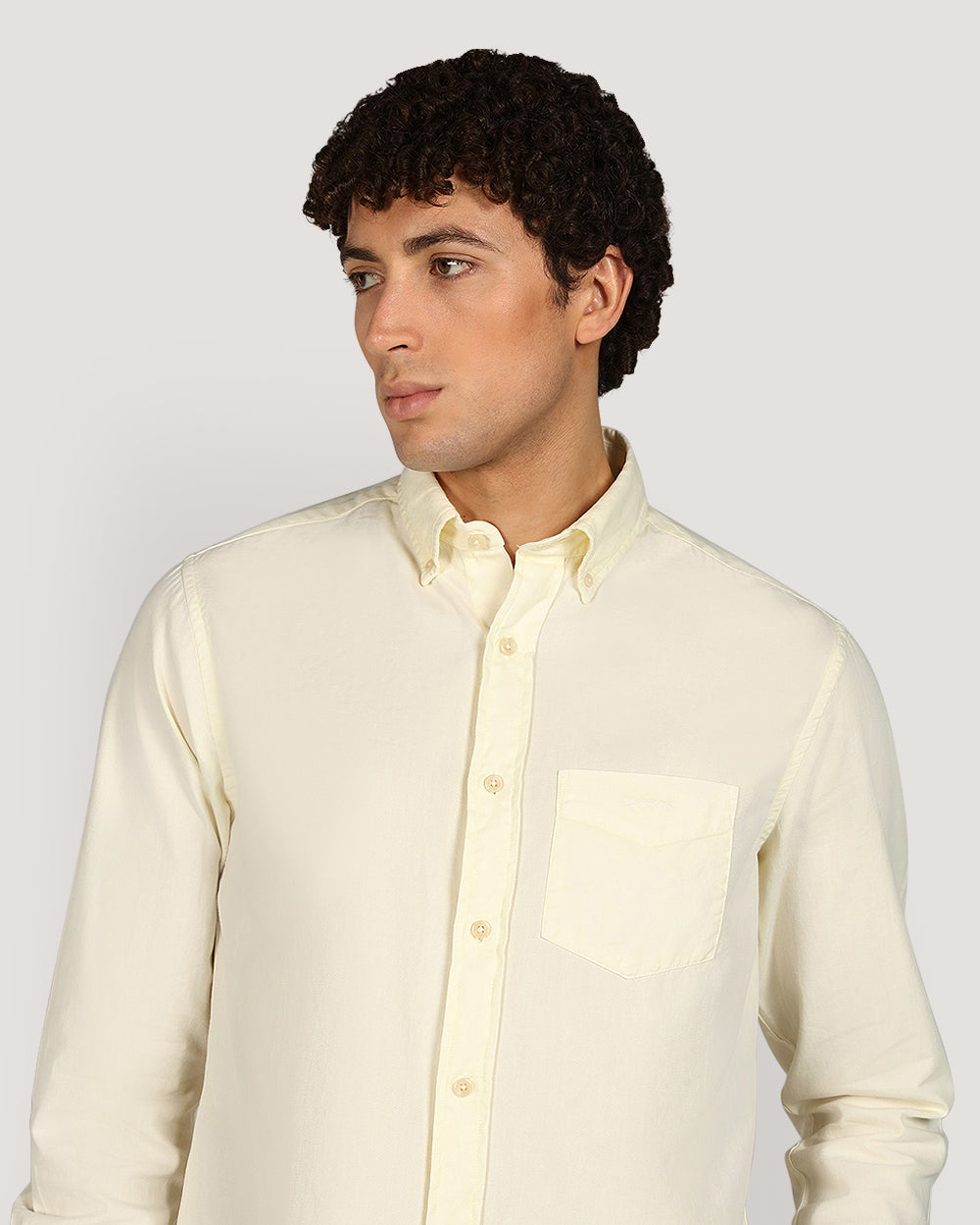 Gant Regular Garment Dyed Twill Shirt For Men CREAM / M