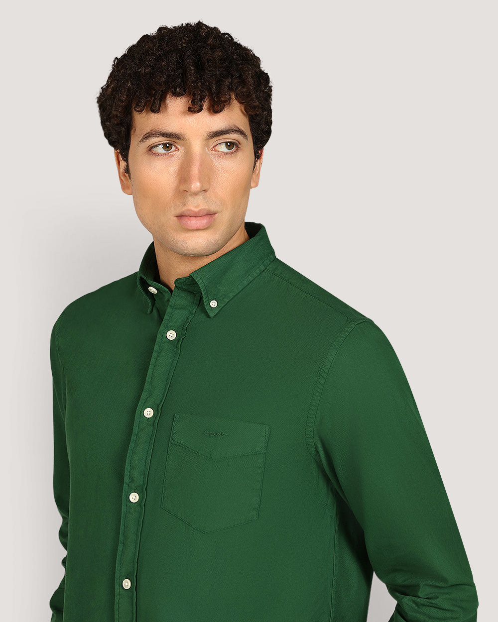Gant Regular Garment Dyed Twill Shirt For Men FOREST GREEN / M