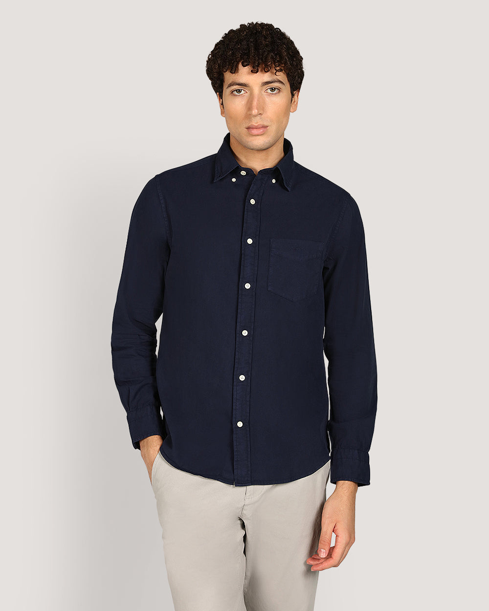 Gant Regular Garment Dyed Twill Shirt For Men EVENING BLUE / M