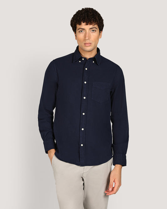 Gant Regular Garment Dyed Twill Shirt For Men EVENING BLUE / M
