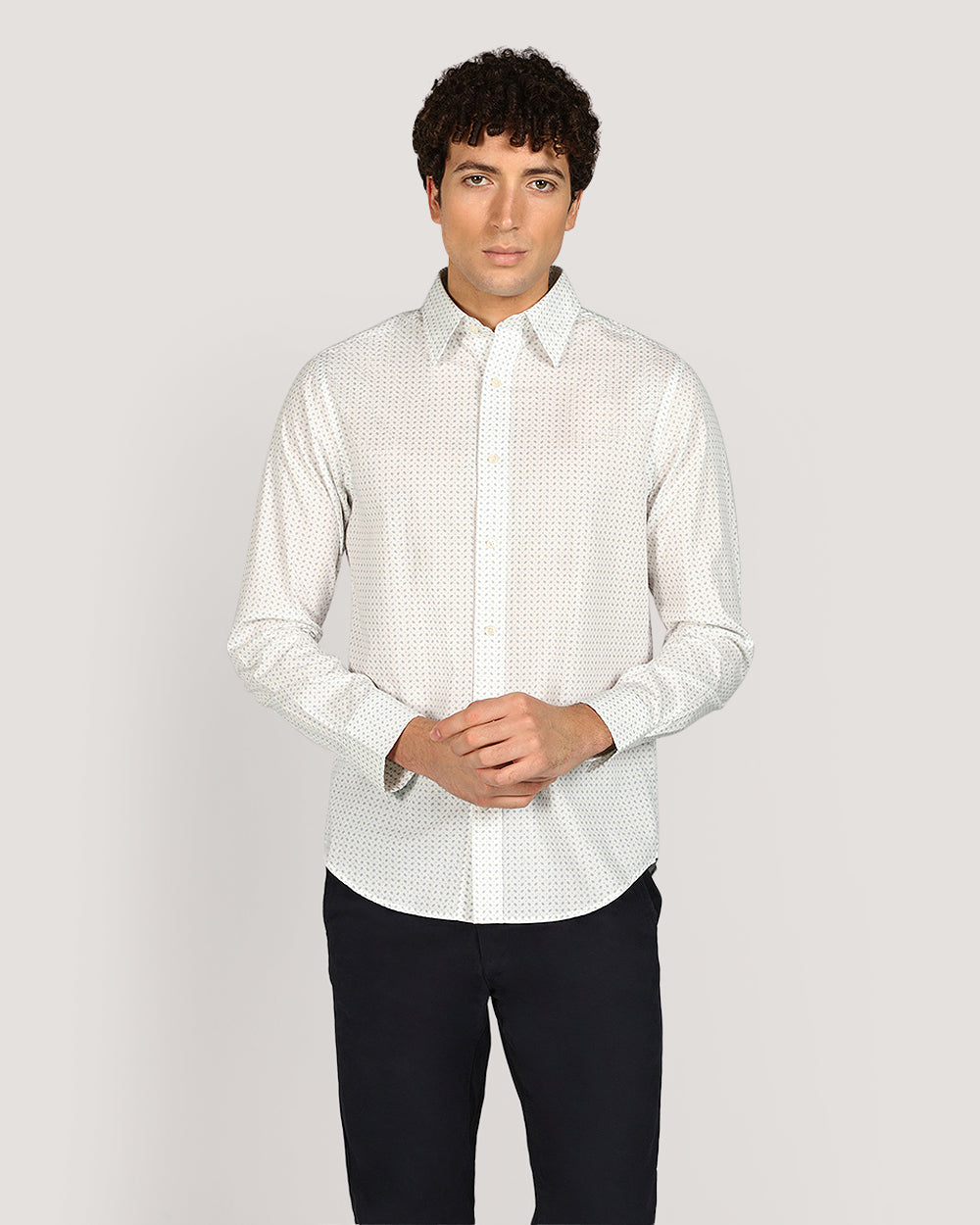 Gant Regular Micro Prt Shirt For Men EGGSHELL / M