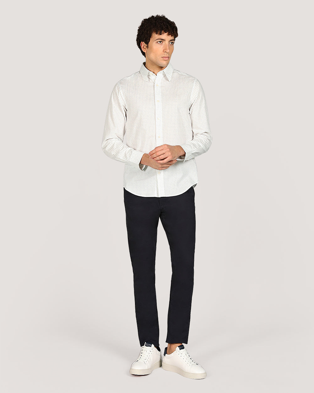 Gant Regular Micro Prt Shirt For Men EGGSHELL / M