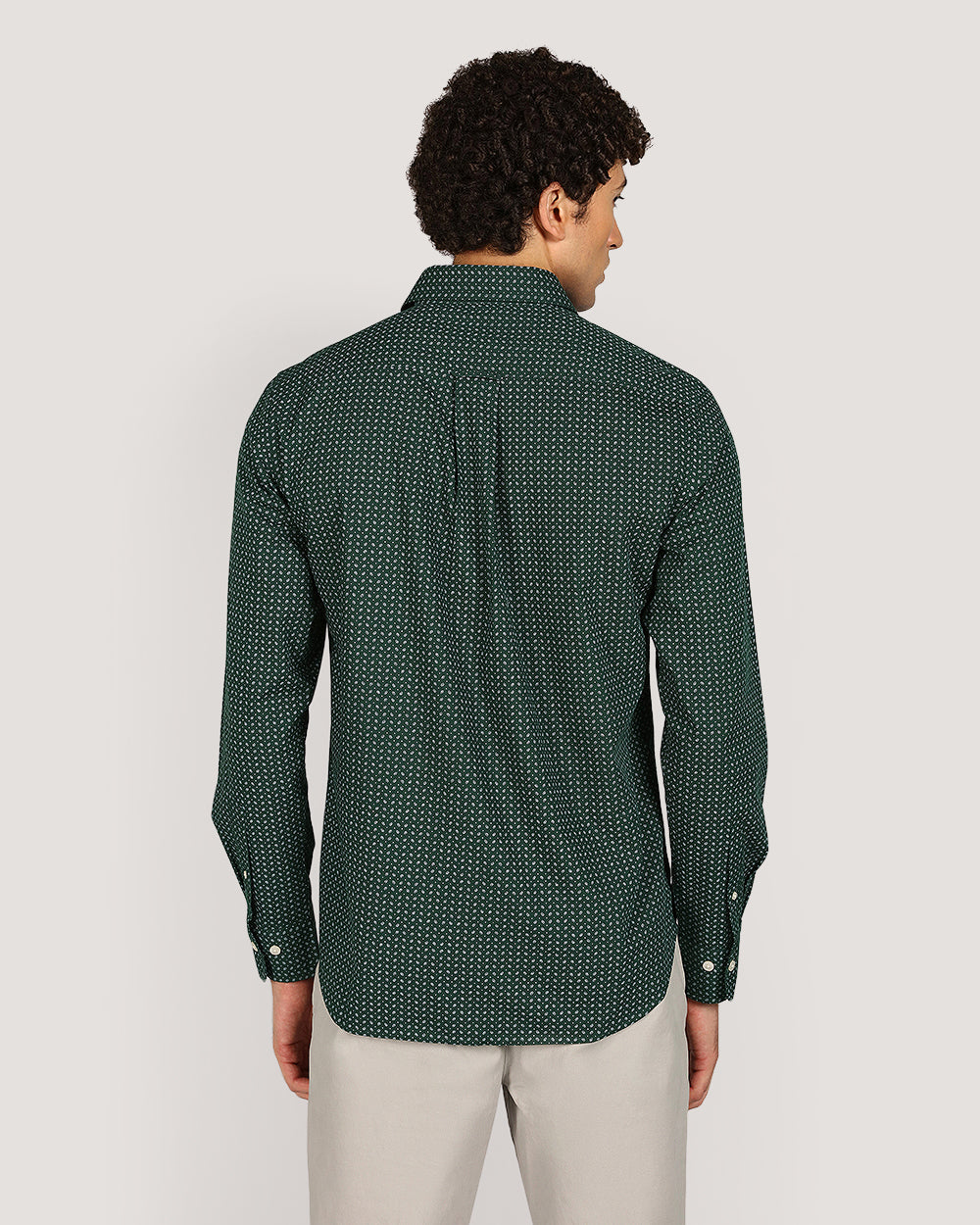 Gant Regular Micro Prt Shirt For Men TARTAN GREEN / M