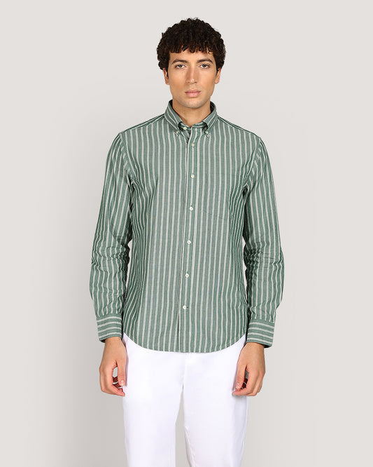 Gant Regular Archive Popl Stripe Shirt For Men FOREST GREEN / M