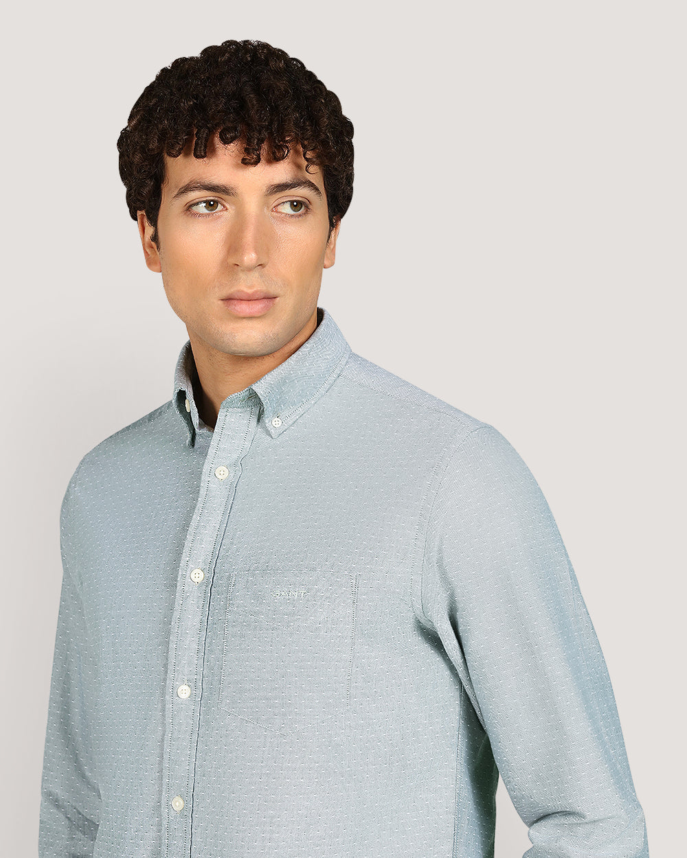 Gant Regular Oxford Dobby Dot Shirt For Men FOREST GREEN / M