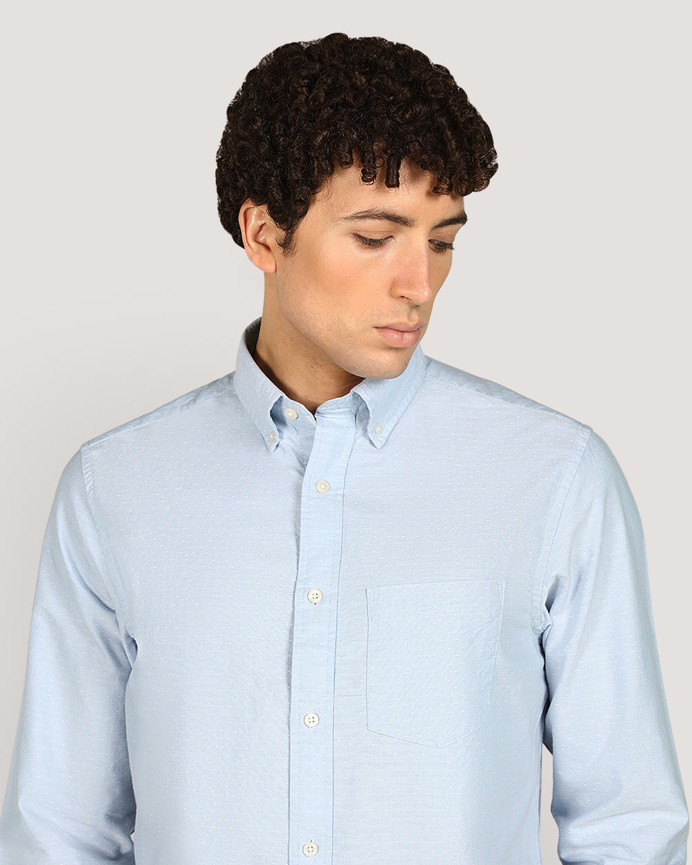 Gant Regular Oxford Dobby Dot Shirt For Men LIGHT BLUE / M