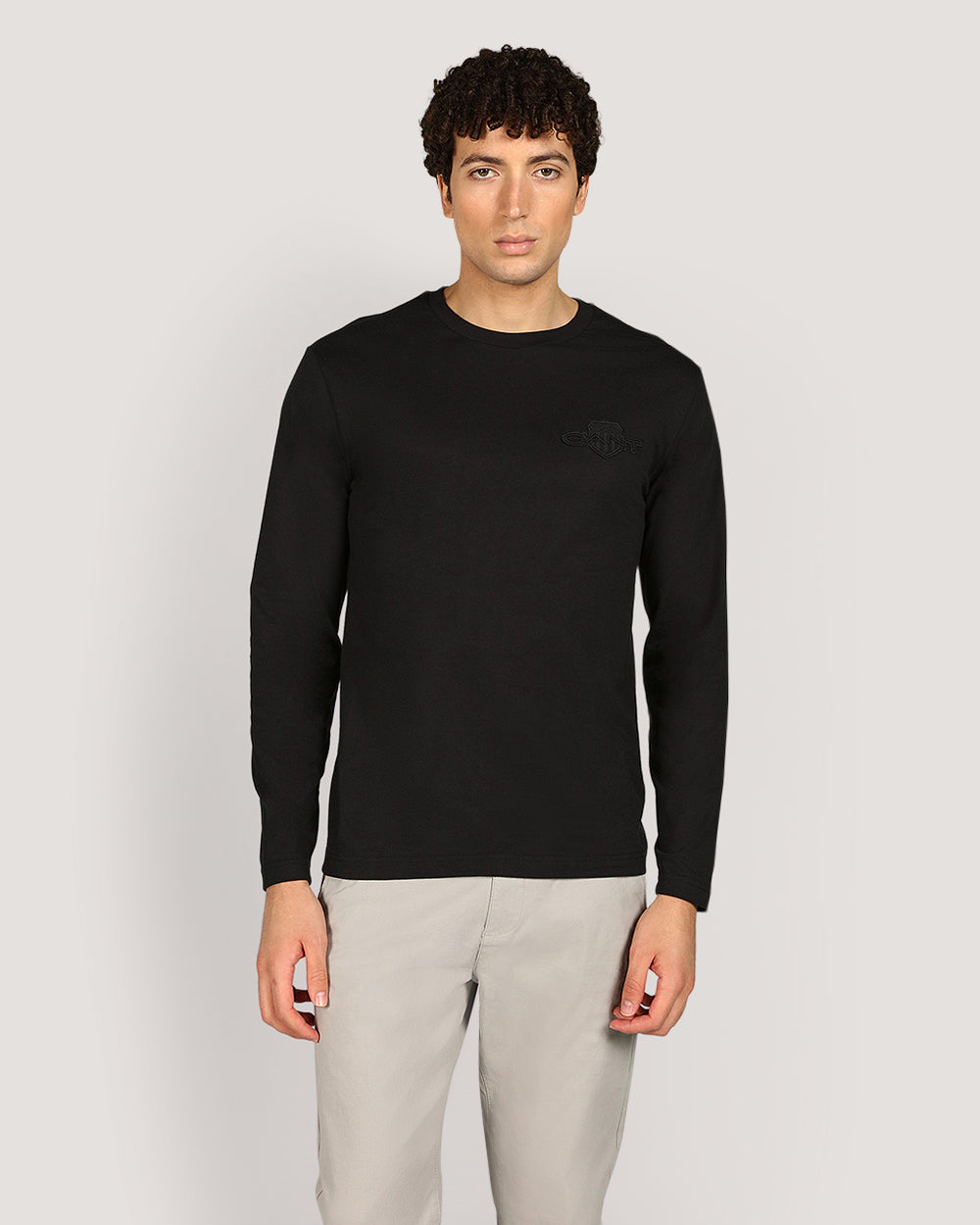 Gant Regular Tonal Shield Long Sleeve T-Shirt For Men BLACK / M