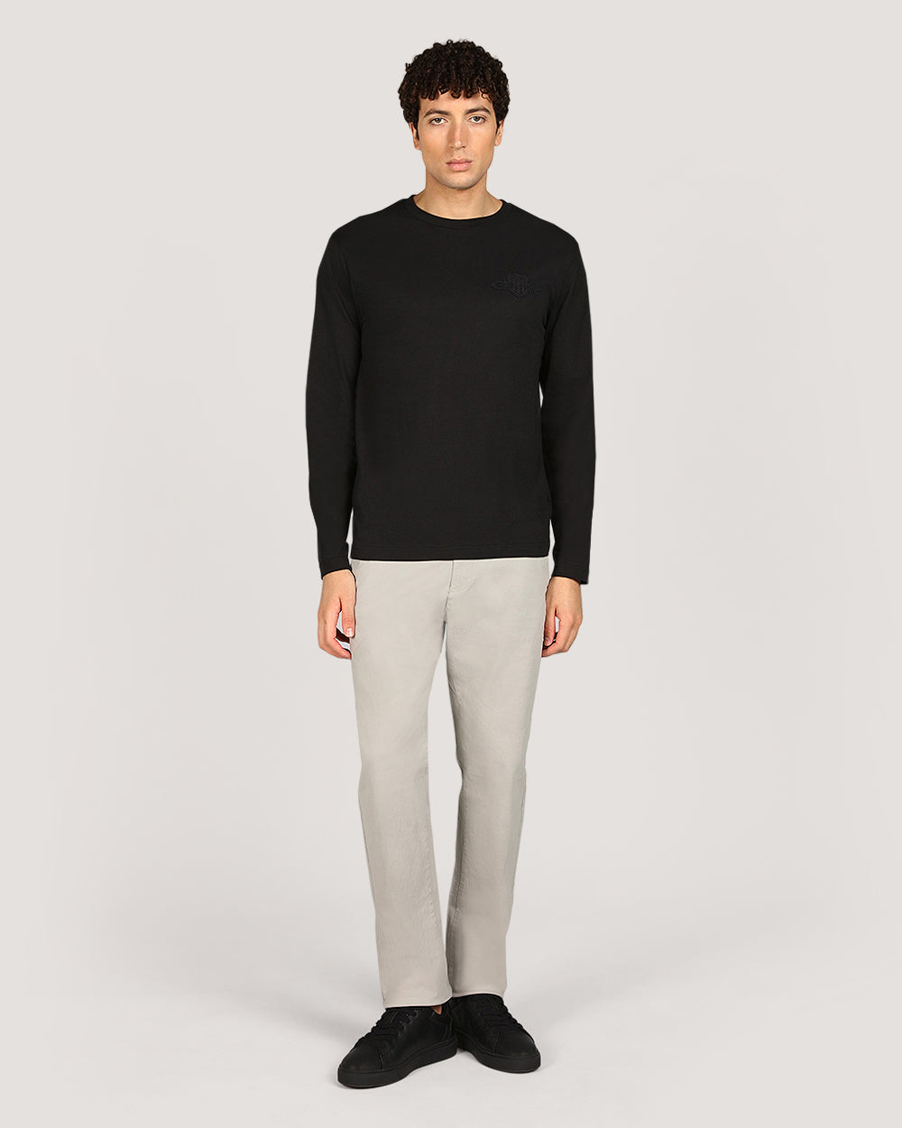Gant Regular Tonal Shield Long Sleeve T-Shirt For Men BLACK / M