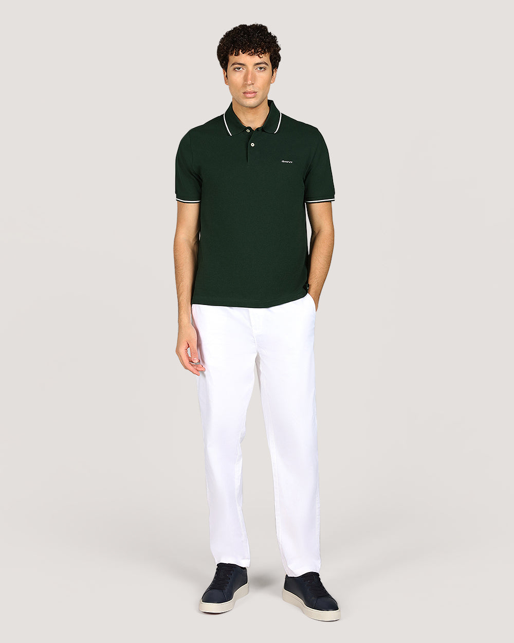 Gant Tippg Short Sleeve Piqué Polo Shirt For Men TARTAN GREEN / M