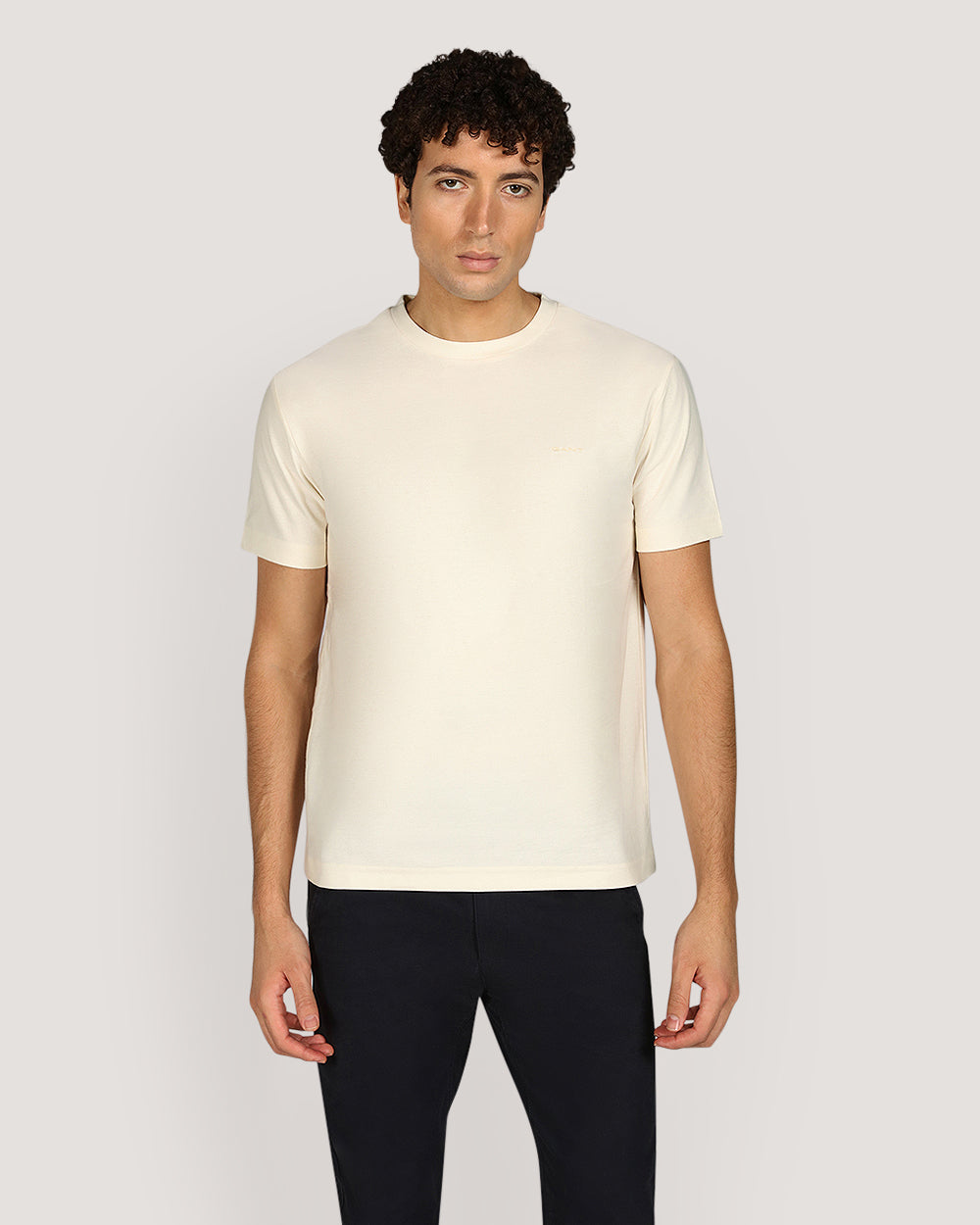 Gant Twill Texture Short Sleeve T-Shirt For Men CREAM / M