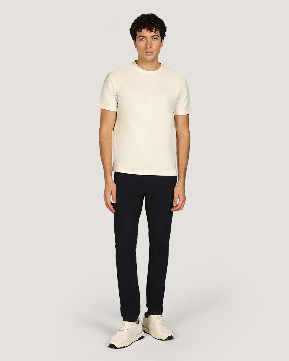 Gant Twill Texture Short Sleeve T-Shirt For Men CREAM / M