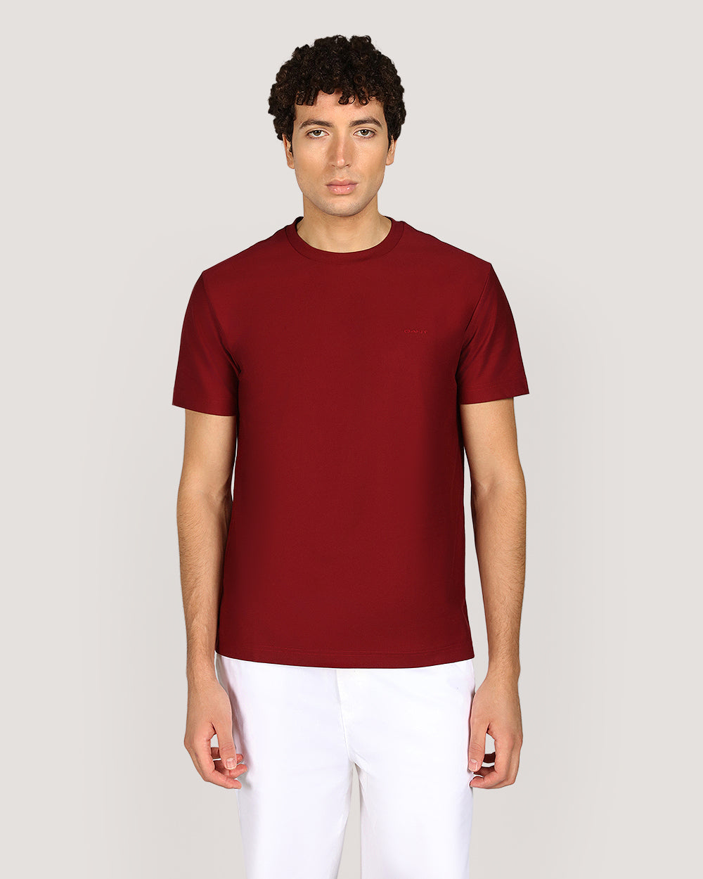 Gant Twill Texture Short Sleeve T-Shirt For Men PLUMPED RED / M
