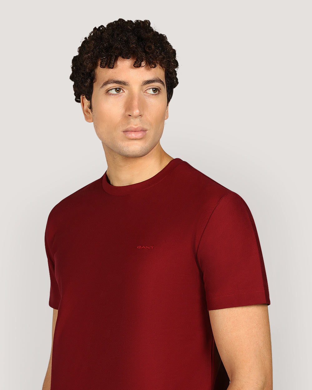 Gant Twill Texture Short Sleeve T-Shirt For Men PLUMPED RED / M
