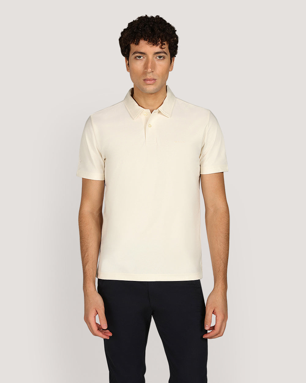 Gant Twill Texture Short Sleeve Polo Shirt For Men CREAM / M