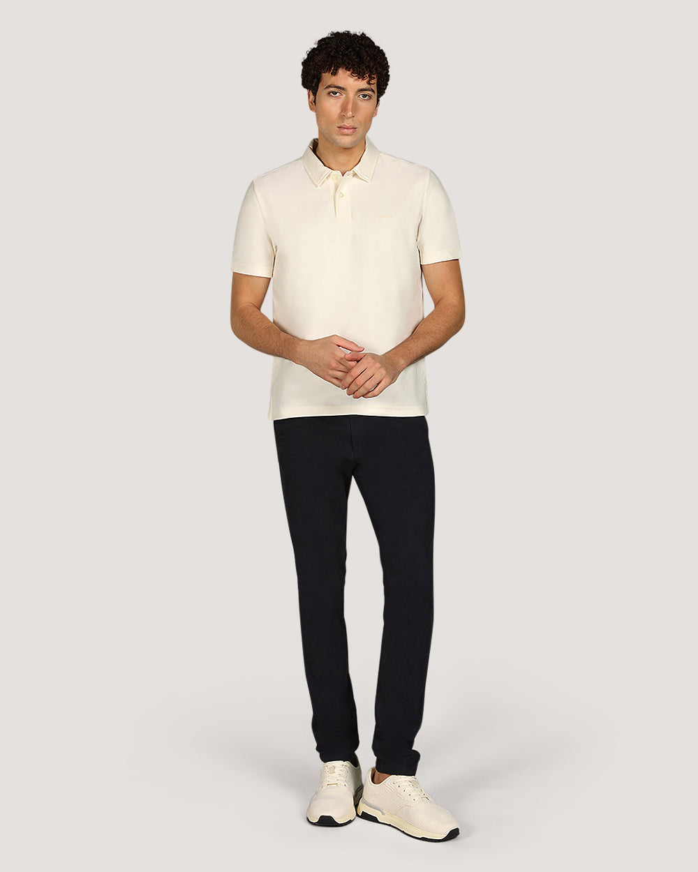 Gant Twill Texture Short Sleeve Polo Shirt For Men CREAM / M