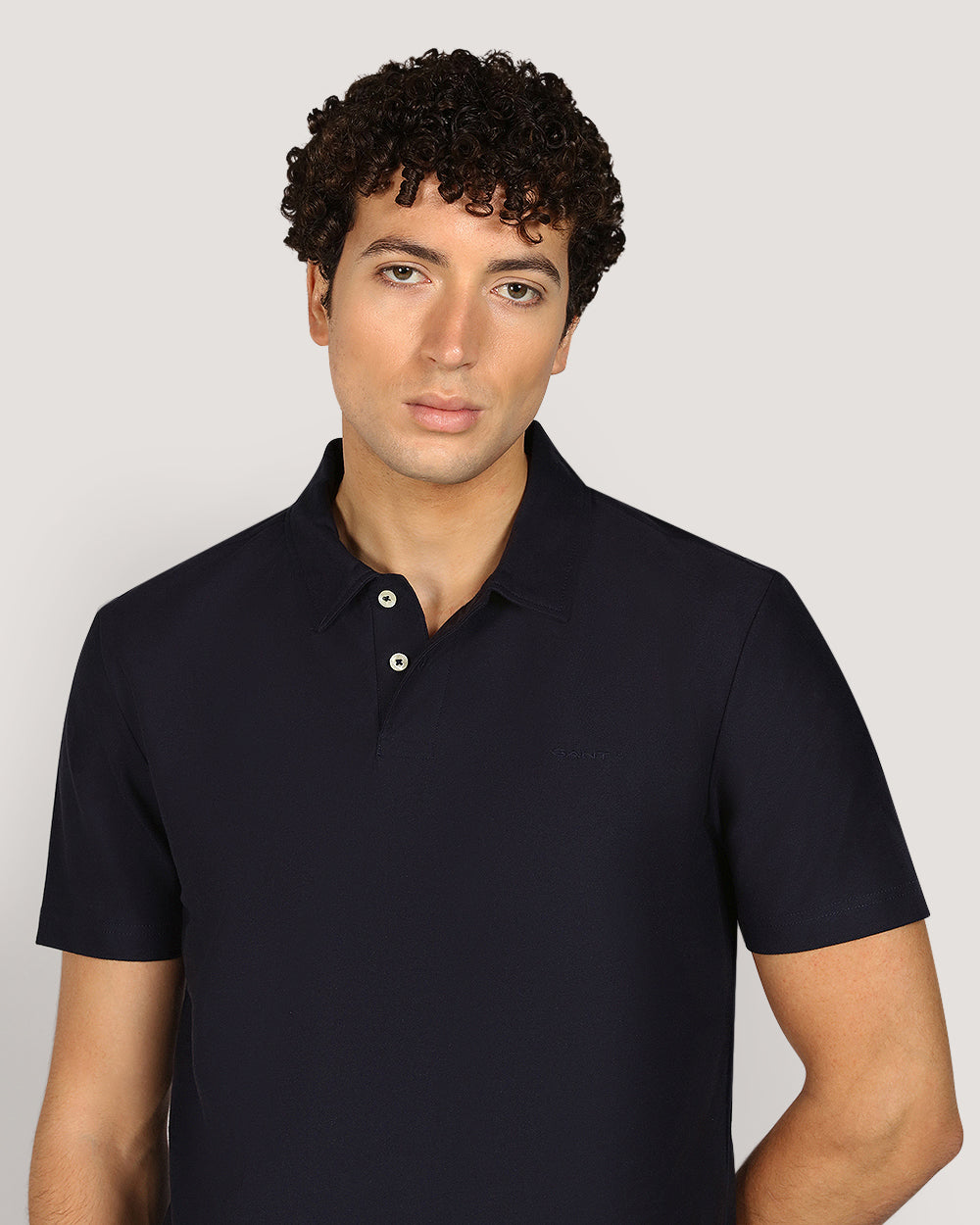 Gant Twill Texture Short Sleeve Polo Shirt For Men EVENING BLUE / M