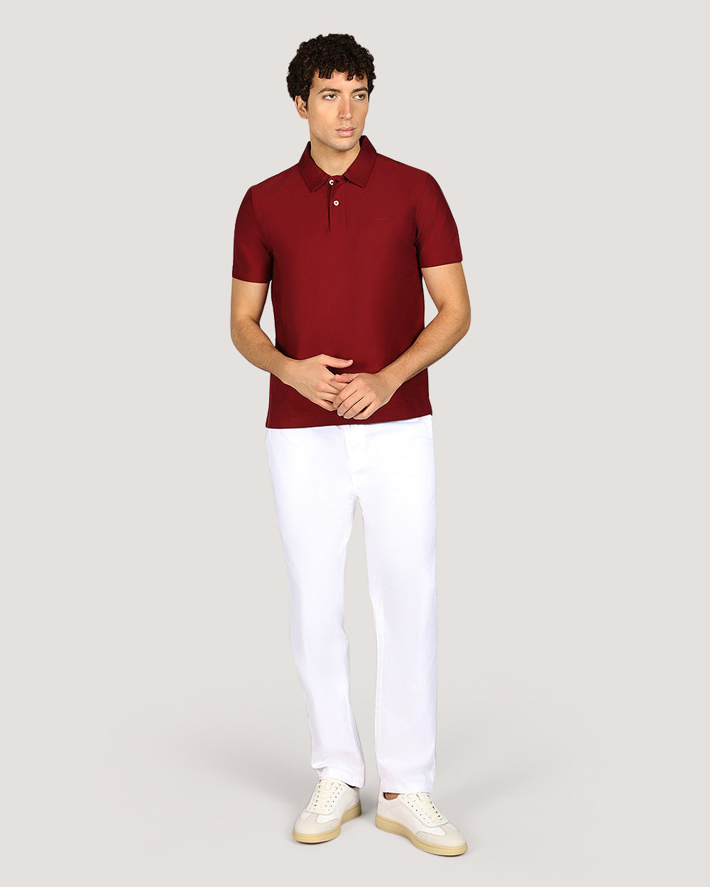 Gant Twill Texture Short Sleeve Polo Shirt For Men PLUMPED RED / M