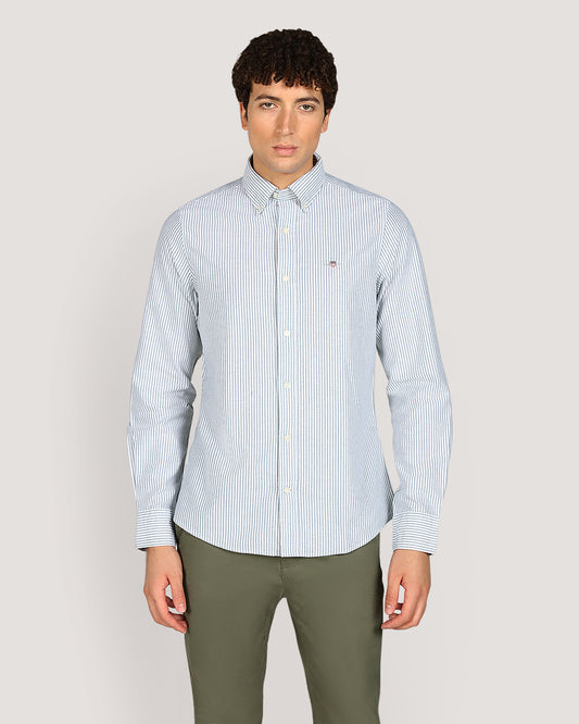 Gant Slim Classic Oxford Stripe Shirt For Men FOREST GREEN / M