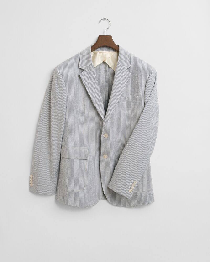 SLIM SEERSUCKER SUIT JACKET Blue / 48