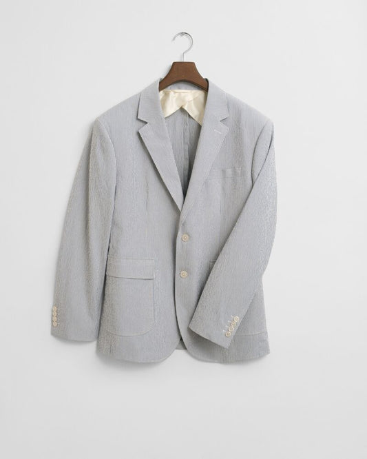 SLIM SEERSUCKER SUIT JACKET Blue / 48