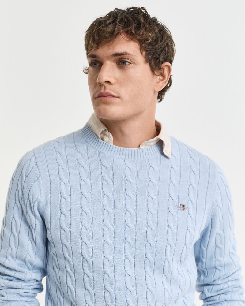 COTTON CABLE C-NECK Blue / S