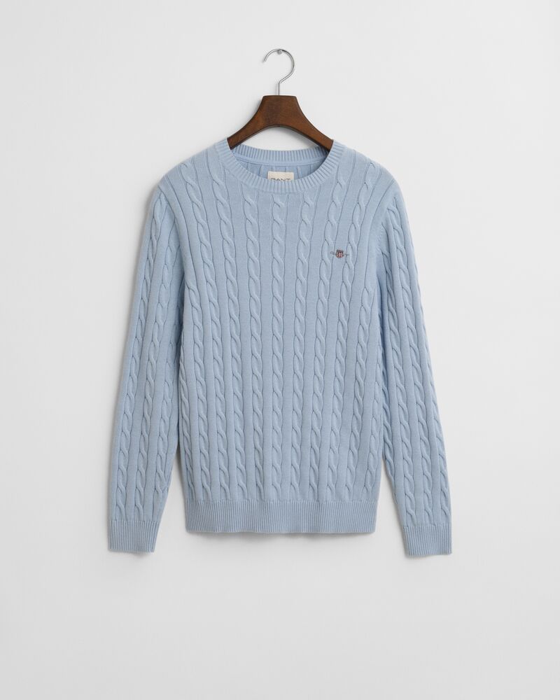 COTTON CABLE C-NECK Blue / S