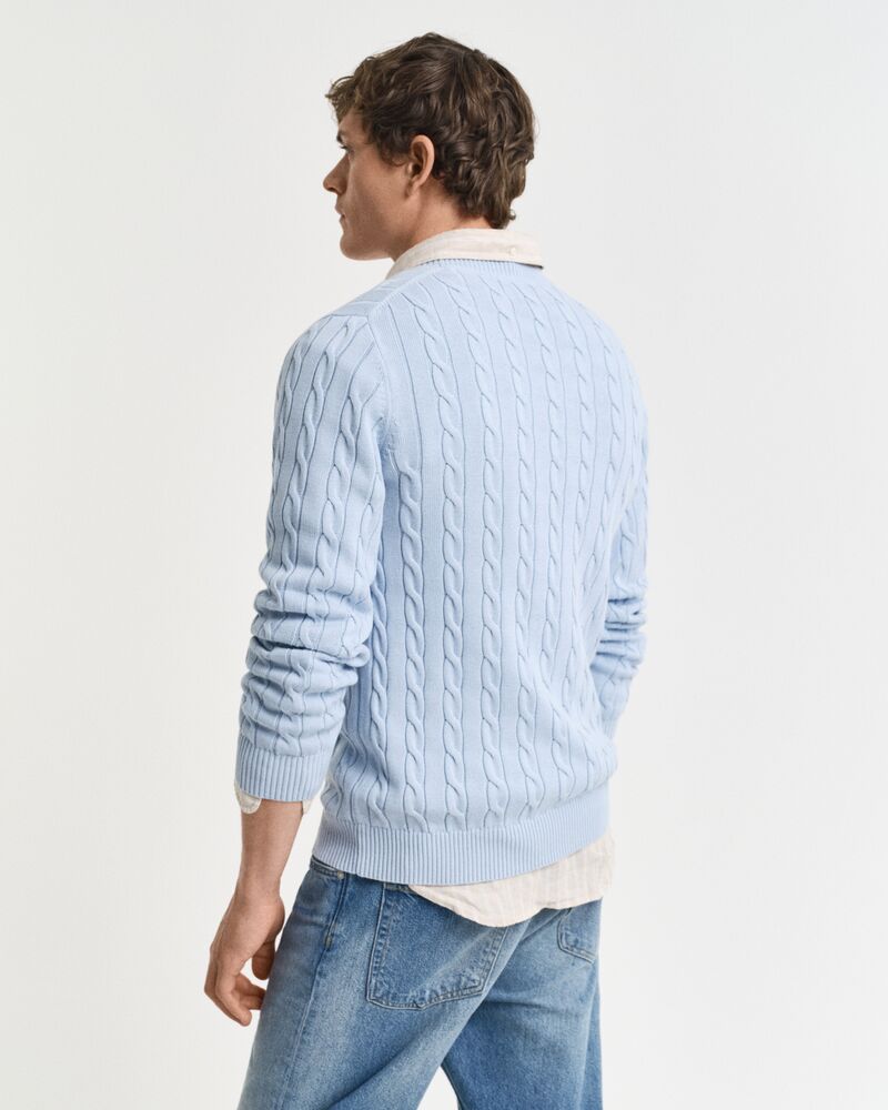 COTTON CABLE C-NECK Blue / S