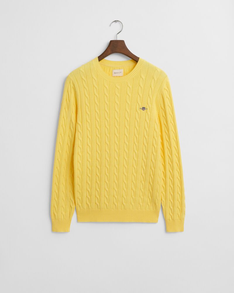 COTTON CABLE C-NECK Yellow / S