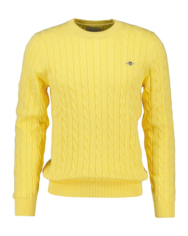 COTTON CABLE C-NECK Yellow / S