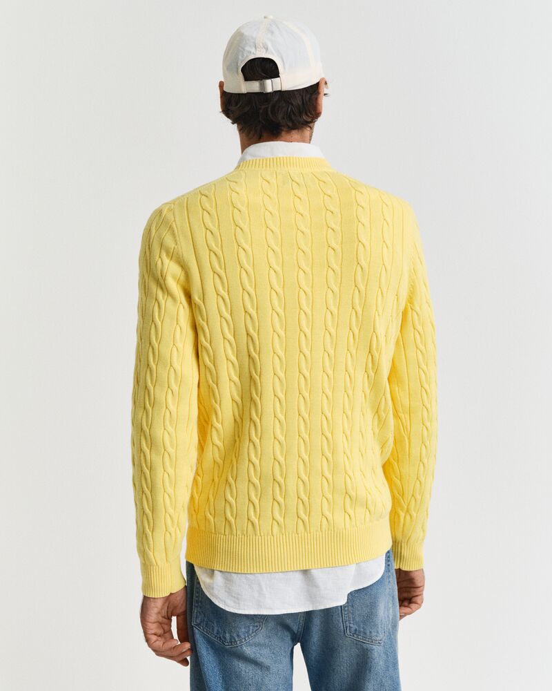 COTTON CABLE C-NECK Yellow / S