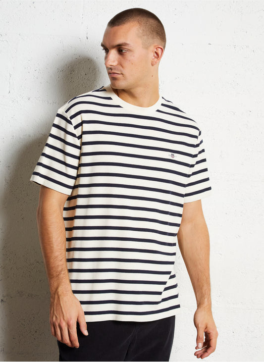 Gant Waffle Stripe Short Sleeve T-Shirt