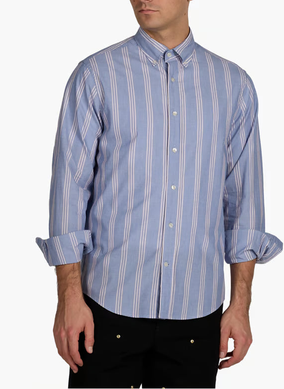 Regular Poplin Fil A Fil Stripe Shirt