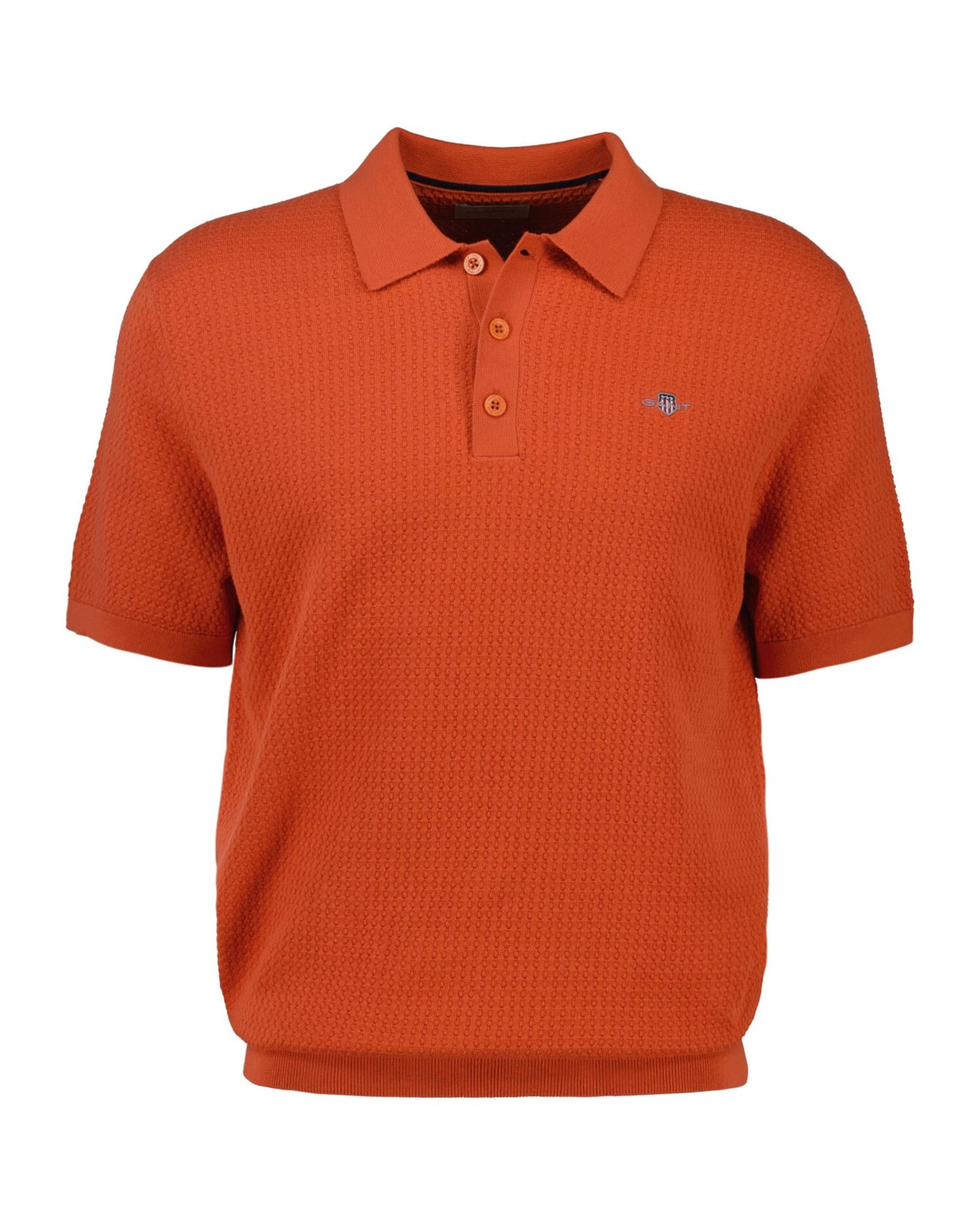 Menswear Textured Cotton Short Sleeve Polo Sweater