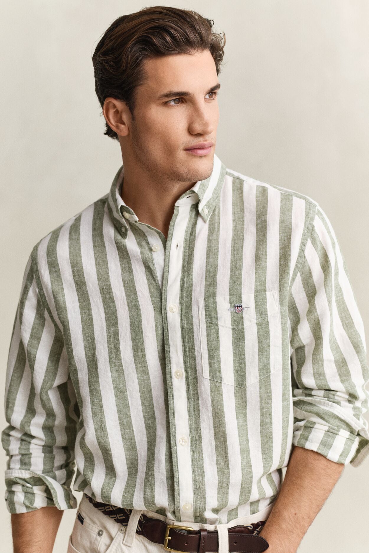 Regular Cotton Linen Stripe Shirt