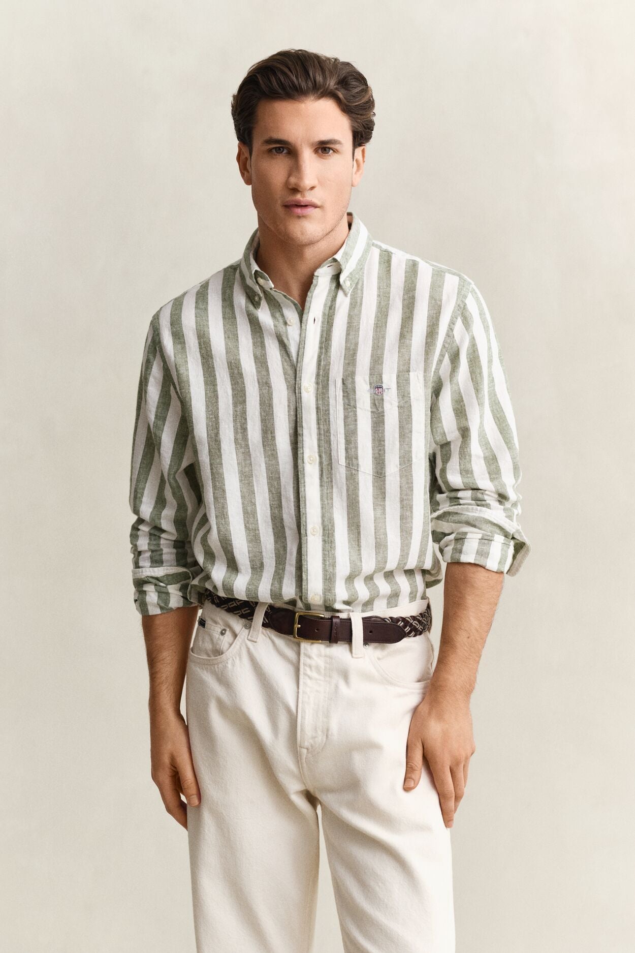 Regular Cotton Linen Stripe Shirt