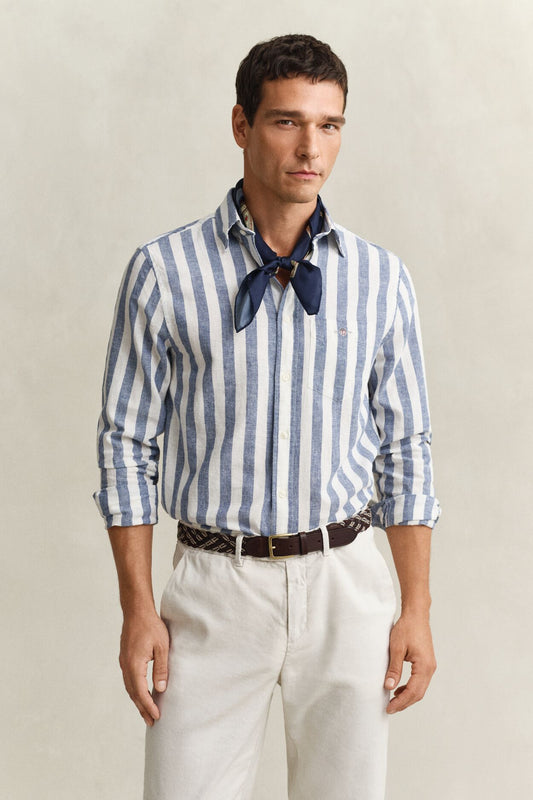 Regular Cotton Linen Stripe Shirt