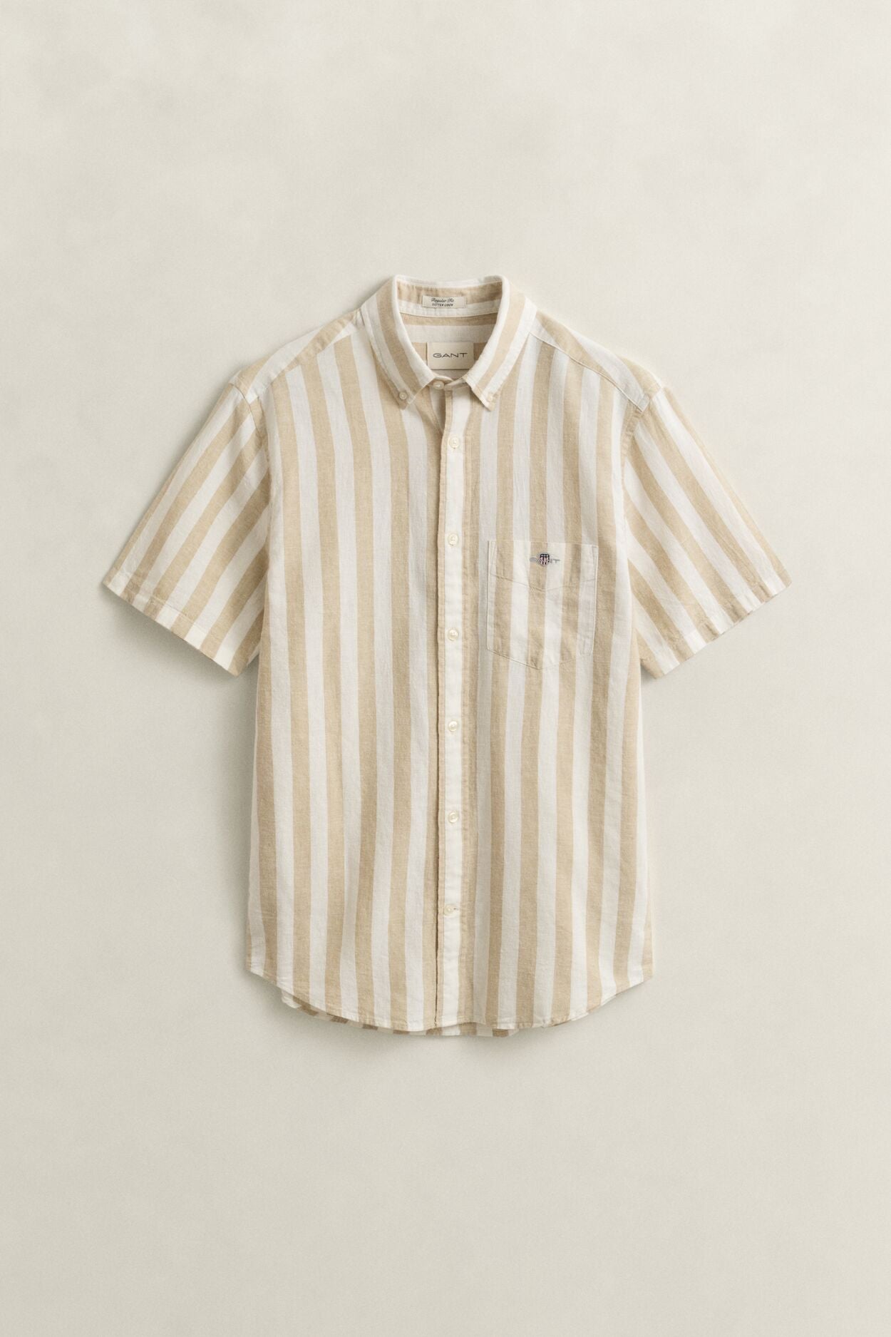 Regular Cotton Linen Stripe Ss Shirt