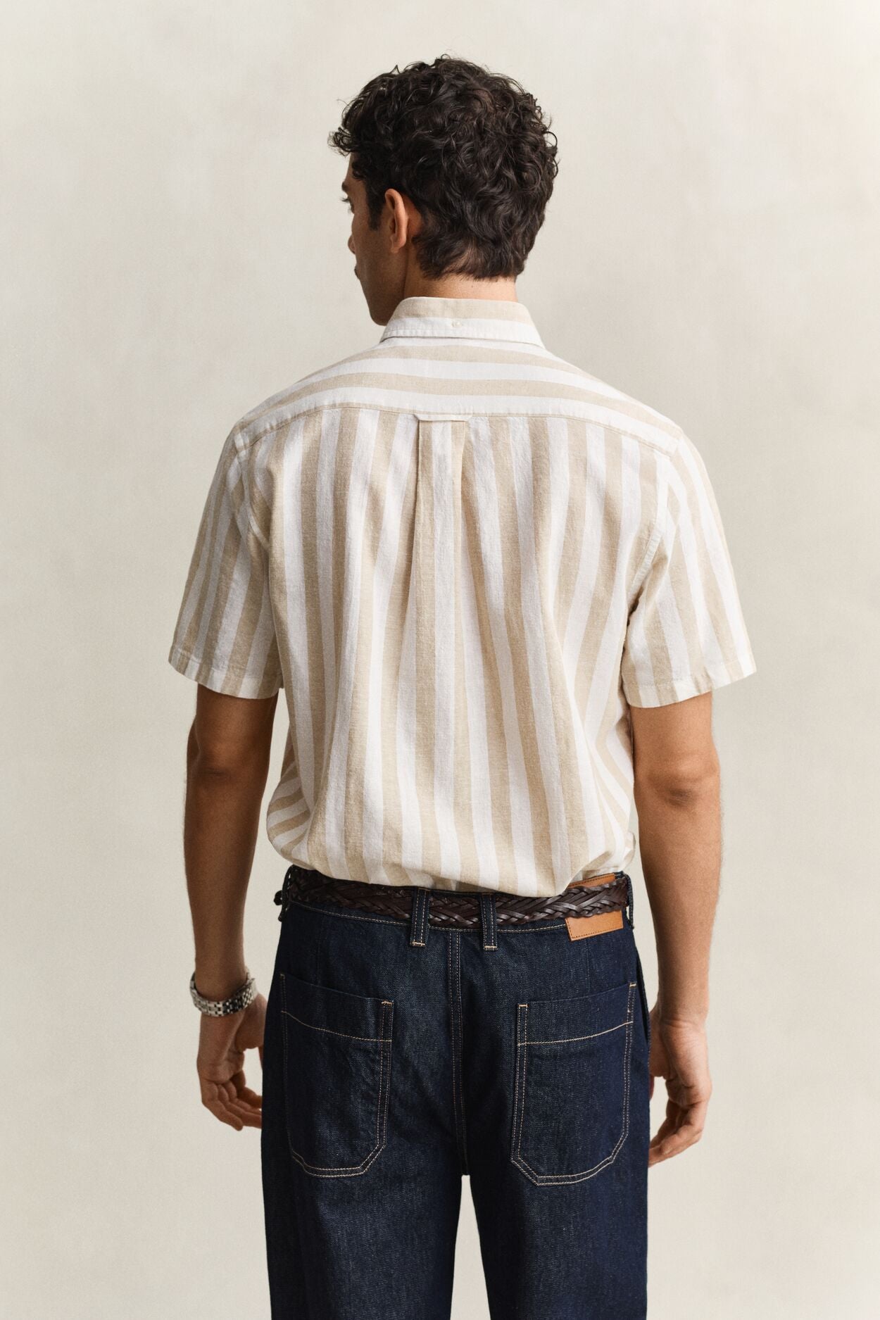 Regular Cotton Linen Stripe Ss Shirt