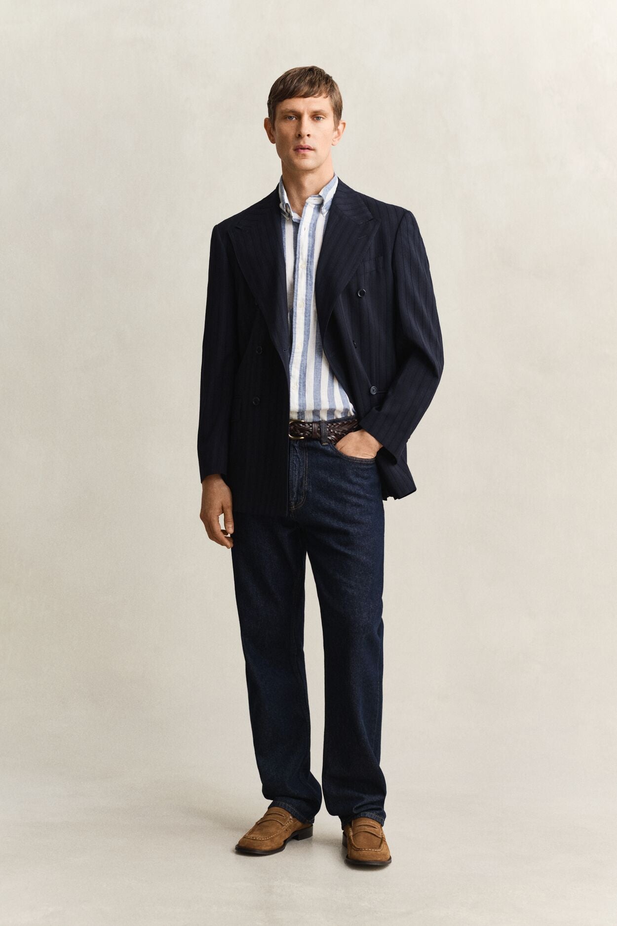 Regular Cotton Linen Stripe SS Shirt