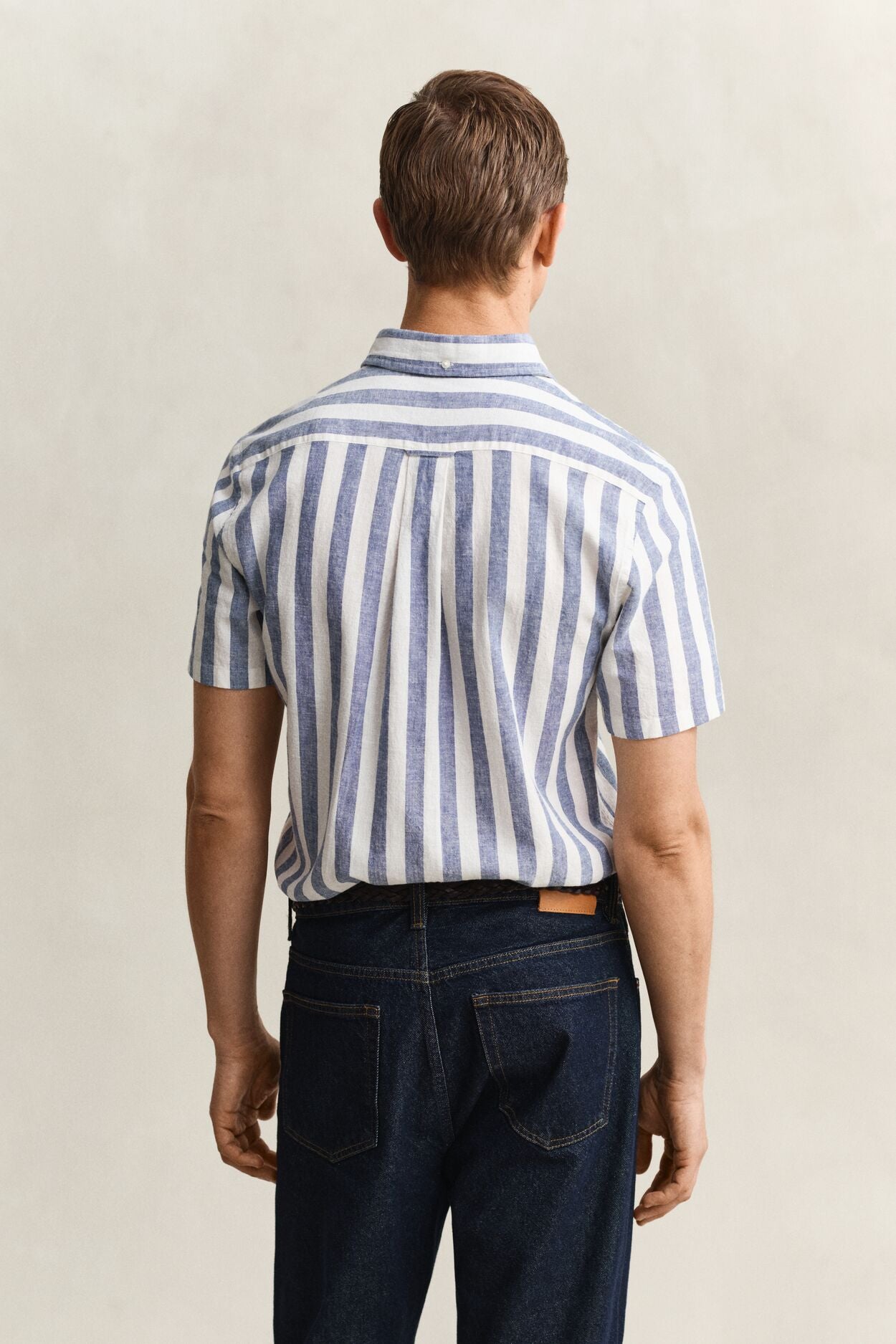 Regular Cotton Linen Stripe SS Shirt