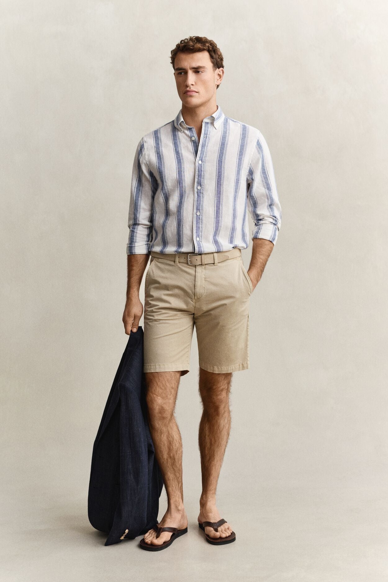 Regular Cotton Linen Stripe Shirt