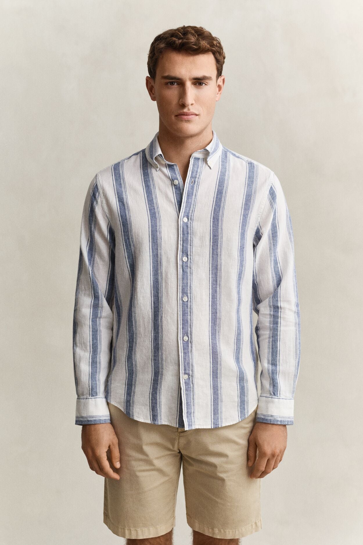 Regular Cotton Linen Stripe Shirt