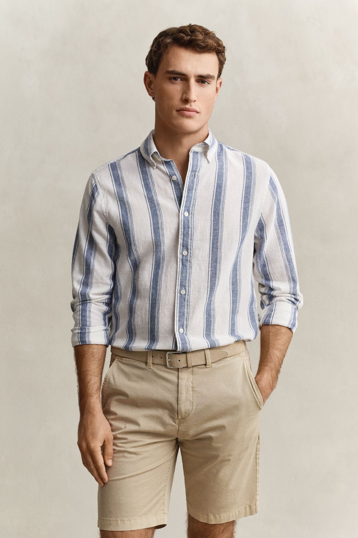 Regular Cotton Linen Stripe Shirt