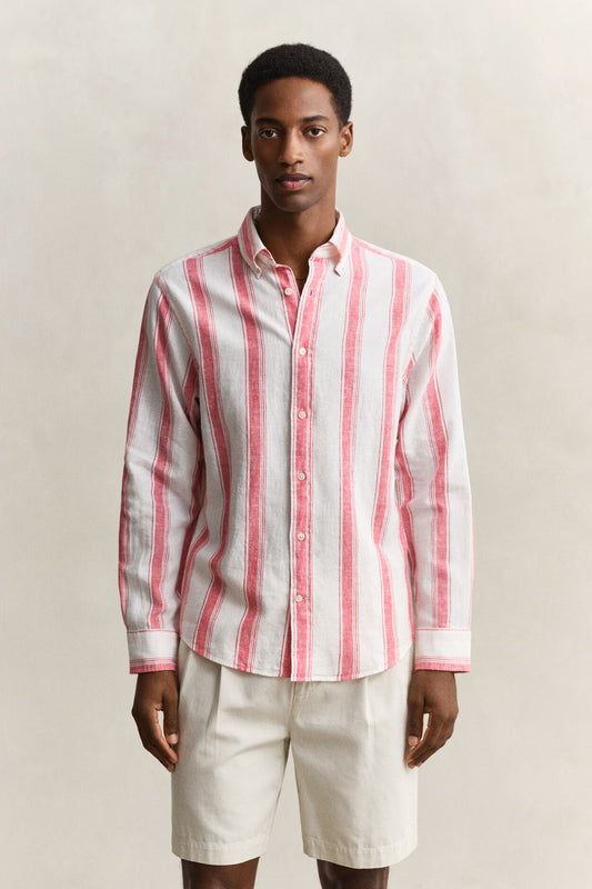 Regular Cotton Linen Stripe Shirt