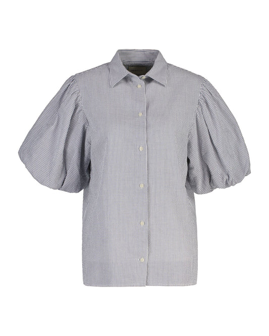 Seersucker Puff Sleeve  Blouse